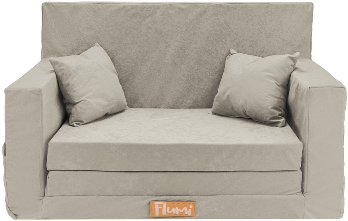 Flumi opvouwbare mini kindersofa – zachte kinderbank met uitklapfunctie en afneembare hoes, lichtgrijs