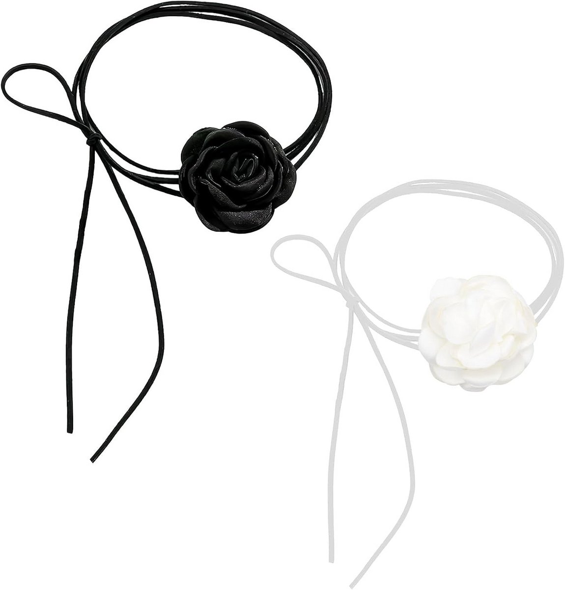 Bloemen Choker Ketting - Ketting met Rozen - Feestelijke Accessoire - Handgemaakt Bloemendesign - 120 cm koord - Meerdere kleuren