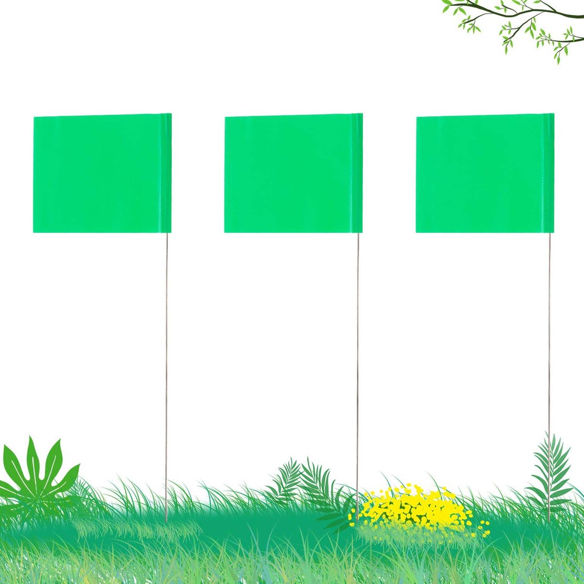 Allecta - Ringvlaggen set van 42 stuks voor markering ondergrondse nutsvoorzieningen - 30 cm stalen paal - Vinyl ringvlag - Riolering - Landschapsarchitectuur - Landmeetkundige.