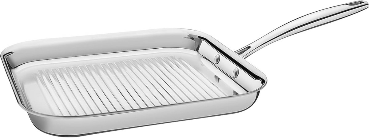 Grano braadpan van roestvrij staal - 1,9 liter grillpan voor vlees, vis en groenten