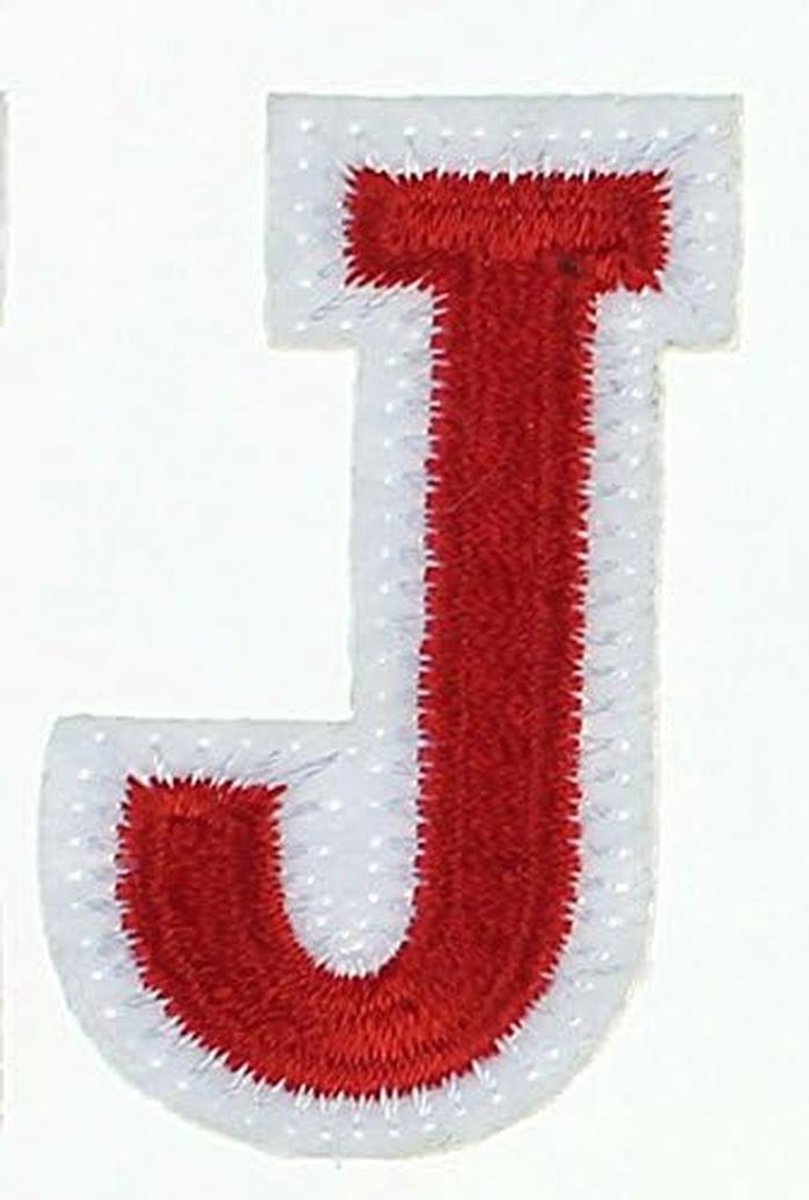 Embosseerbaar Strijkijzer Patches Hoofdletter Rood (J) - Ideaal voor Kledingreparatie en Decoratie