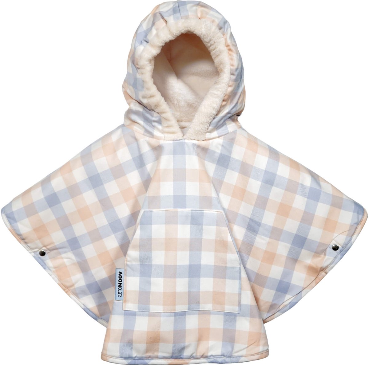 AeroMoov Winterponcho - 9-36 Maanden - van Baby tot Peuter - voor Autostoel & Kinderwagen Veilig warm - Checker Grey Cream