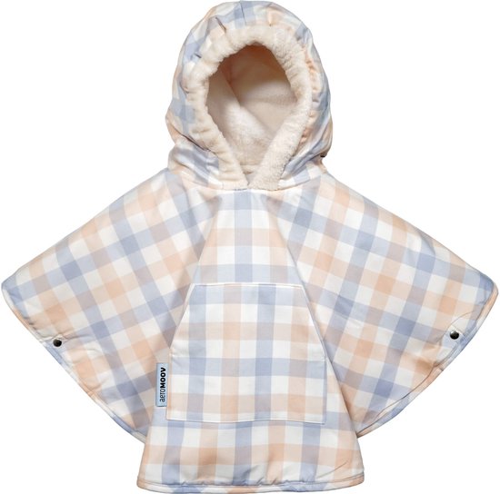 AeroMoov Winterponcho - 9-36 Maanden - van Baby tot Peuter - voor Autostoel & Kinderwagen Veilig warm - Checker Grey Cream
