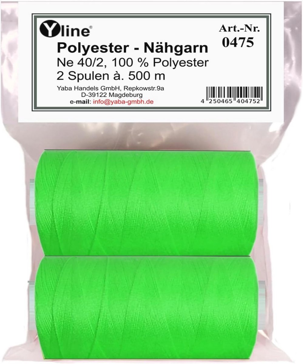 Polyester Naaigaren voor Naaimachines - 1000 m (2 Spoelen) - Neon Groen