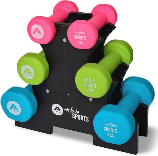 Tunturi Pro Neopreen/Vinyl Dumbbell Rack – Gewichtenrek Met Wielen Rek Voor 30 Dumbbell Sets