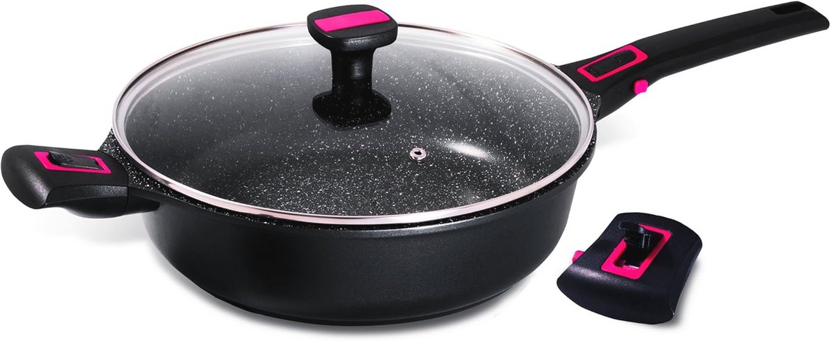 Braadpan met Deksel 28 cm - Gesmeed Aluminium Zwart