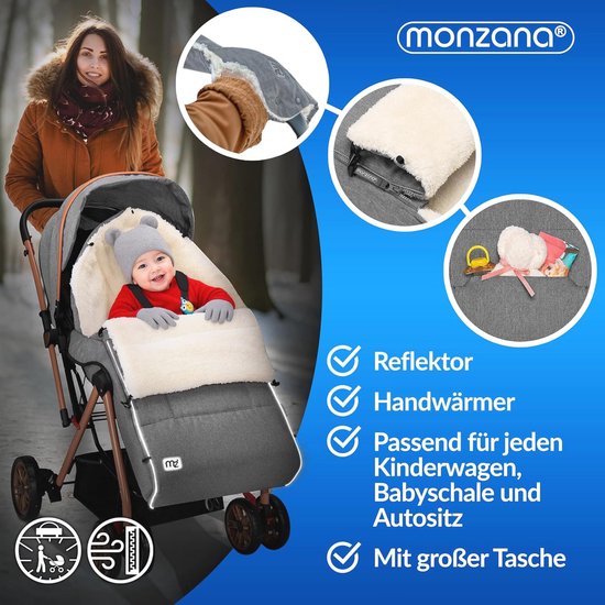 Voetenzak voor baby's met handwarmers en reflectoren voor winterse veiligheid — afbeelding 3