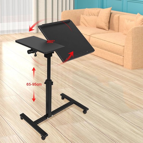 In hoogte verstelbare laptoptafel met wielen voor bank en bed van Merkloos — afbeelding 5