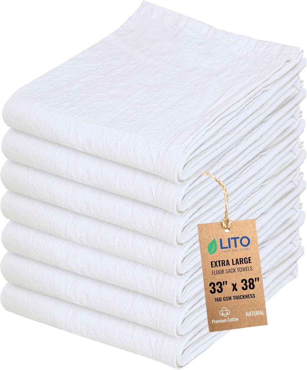 Katoenen Keukenhanddoeken 33x38 Inch - 7-Pack Absorberende en Duurzame Handdoeken