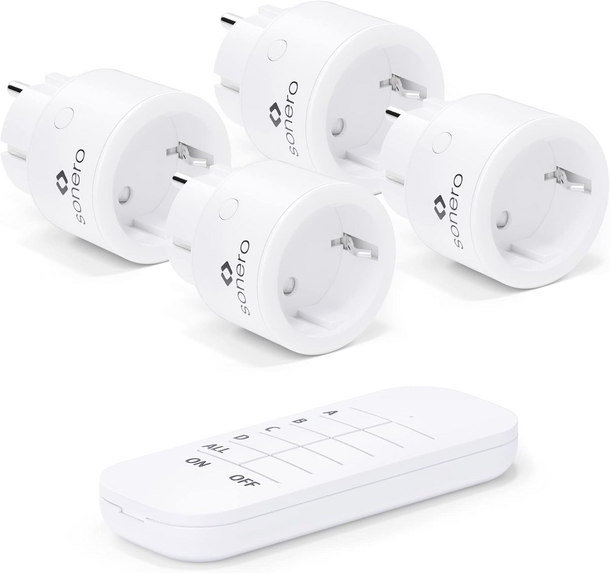 Draadloze stopcontactenset 2300 Watt met afstandsbediening - 30m bereik, compact en wit