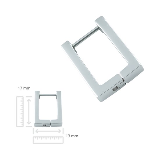 Lady London – Boucles d'oreilles – Rectangulaire – RVS – Couleur argent – 1 paire