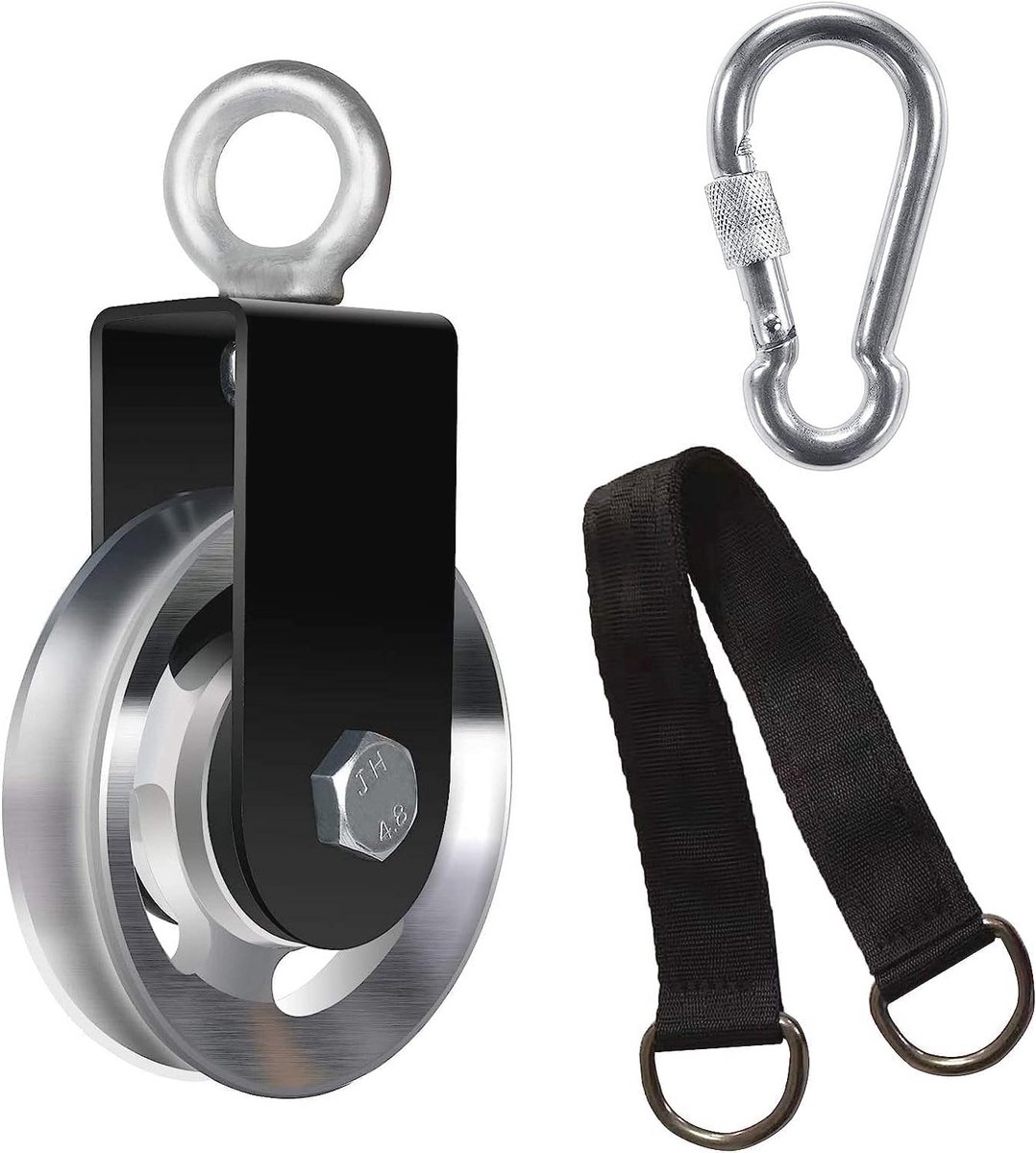 Kabelrol met U-beugel en karabijnhaak - 360 graden draaibare pulley voor doe-het-zelf fitnessapparatuur