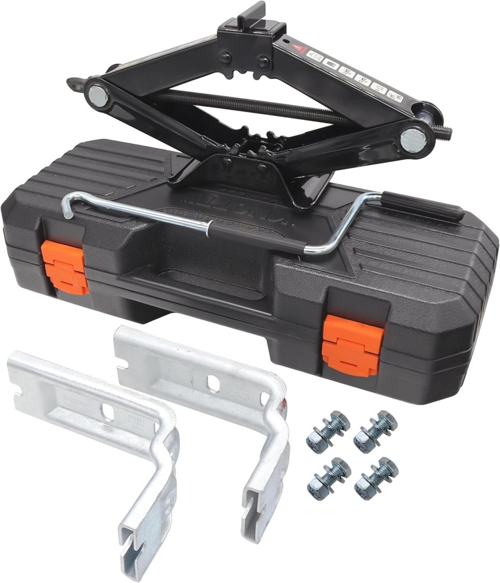 Schaarkrik voor caravan en camper - 1250 kg capaciteit, met opbergkoffer