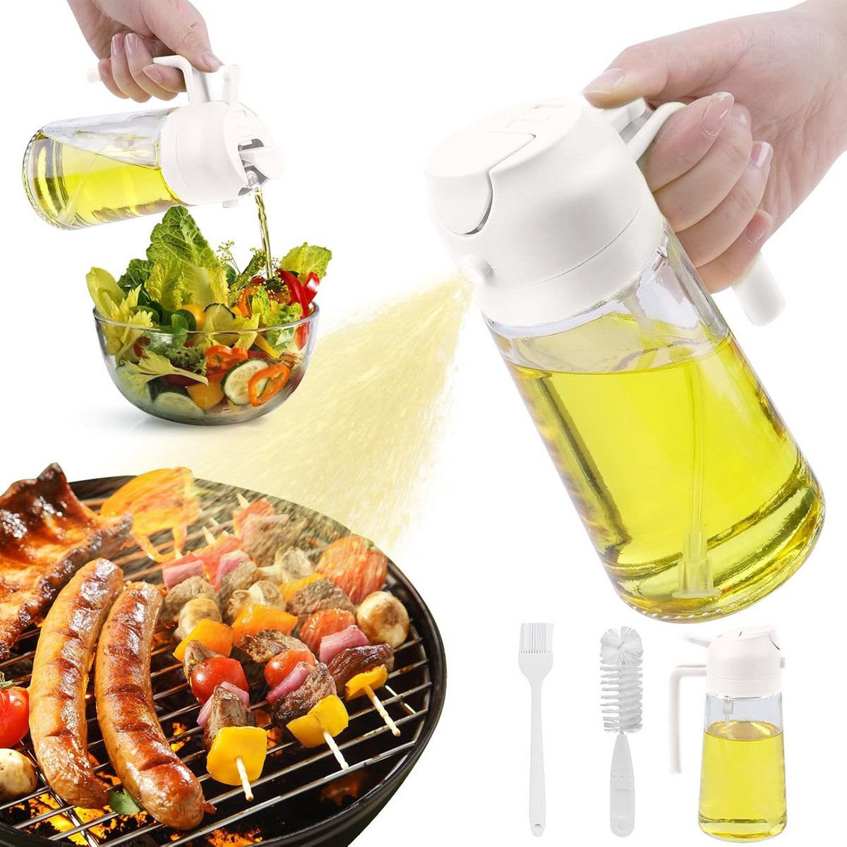 Oliespuitfles Keuken met Borstel voor Koken en Grillen