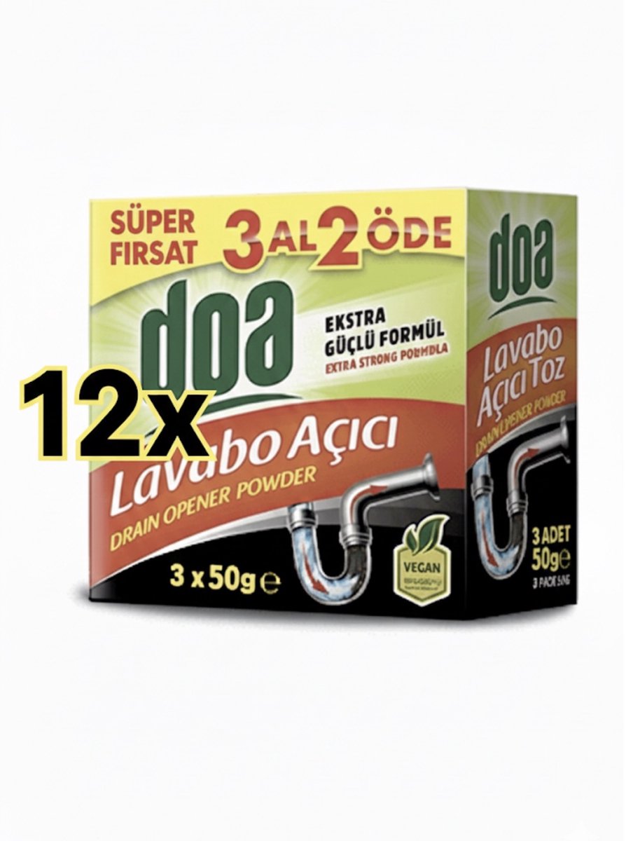 Doa ontstopper poeder.12x3. ontstopper - Ontstopper - Afvoer Ontstopper - Riool Ontstopper - Gootsteen Ontstopper - Krachtige Ontstopper