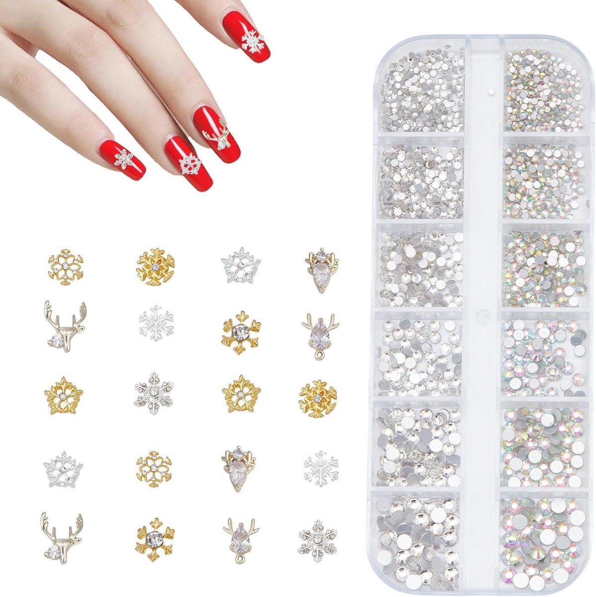 Allecta - Kerst Nailart Strass Stenen Slinger Rendier Sneeuwvlok Nagel Charms - Luxe Nagelaccessoires - Nagelsieraden - Nail DIY Ontwerp - Vrouwen