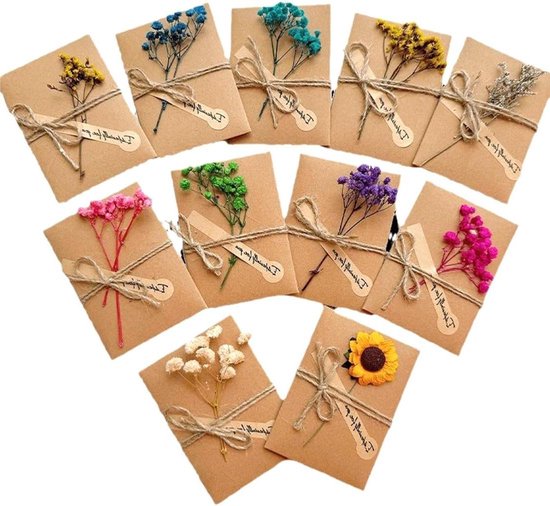 CZAKOMIX 30 Pcs Gedroogde Bloemen Wenskaart,Diy Gedroogde