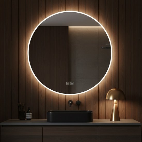 LED ronde badkamerspiegel,touch anti-condens Verlichte cosmetische spiegel,wand make-up spiegel met verlichting,slaapkamer/woonkamer,energieklasseA ,dimbaar,White light defogging,70cm