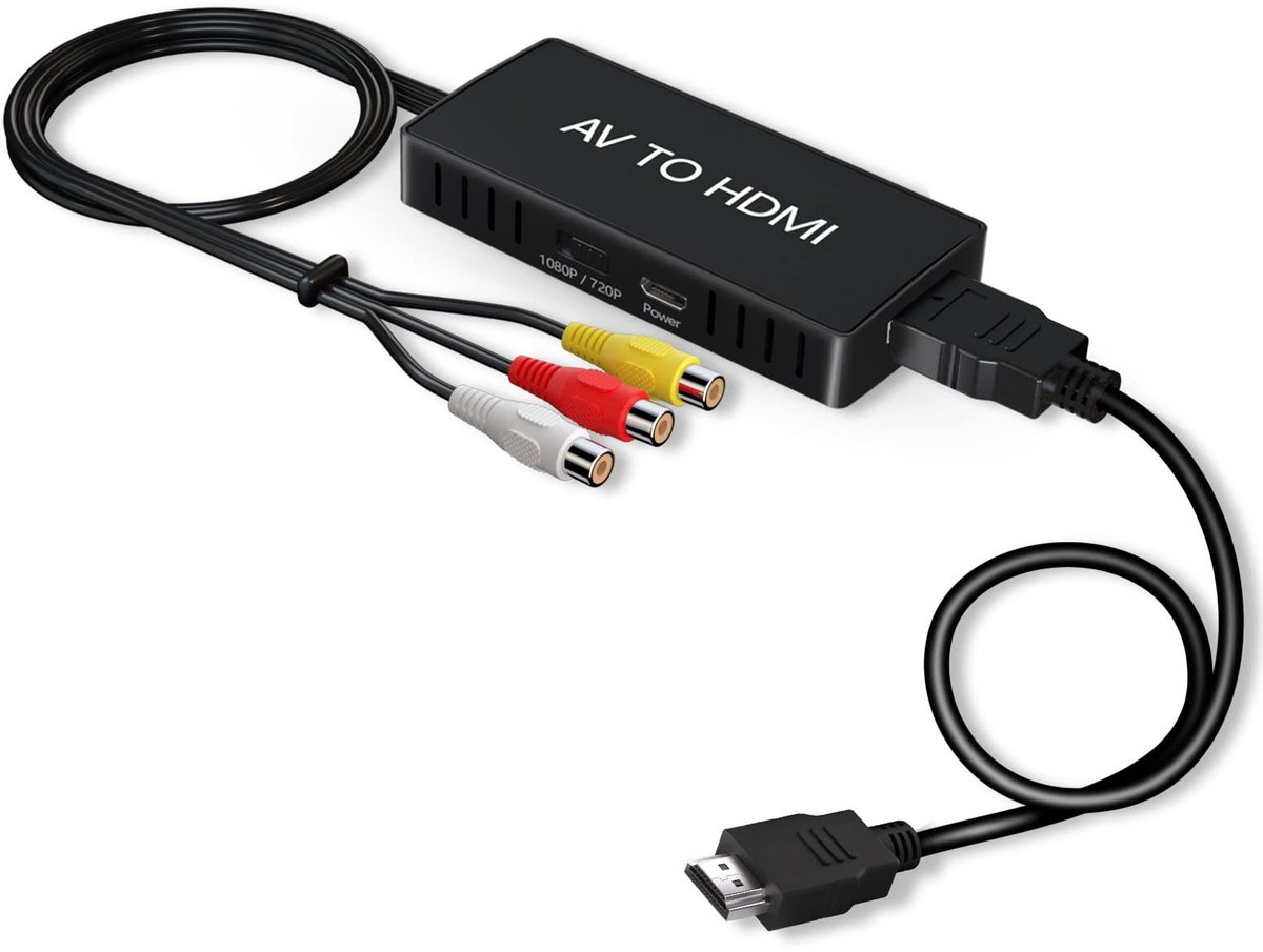 Ynkkvre - AV naar HDMI Converter – Tulp naar HDMI Converter – Full HD Converter – 1080p/720p 60Hz Conversie – Plug & Play Gebruik – Universele Apparatuur Compatibiliteit – USB Voeding