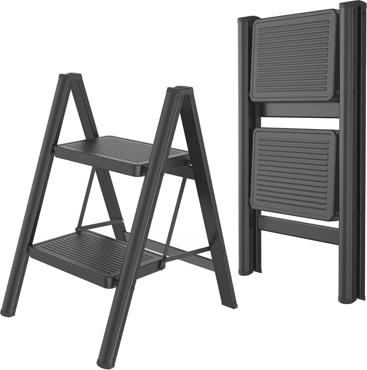 Inklapbare Trapladder met 2 Treden - Vouwladder voor Veilig en Efficiënt Gebruik