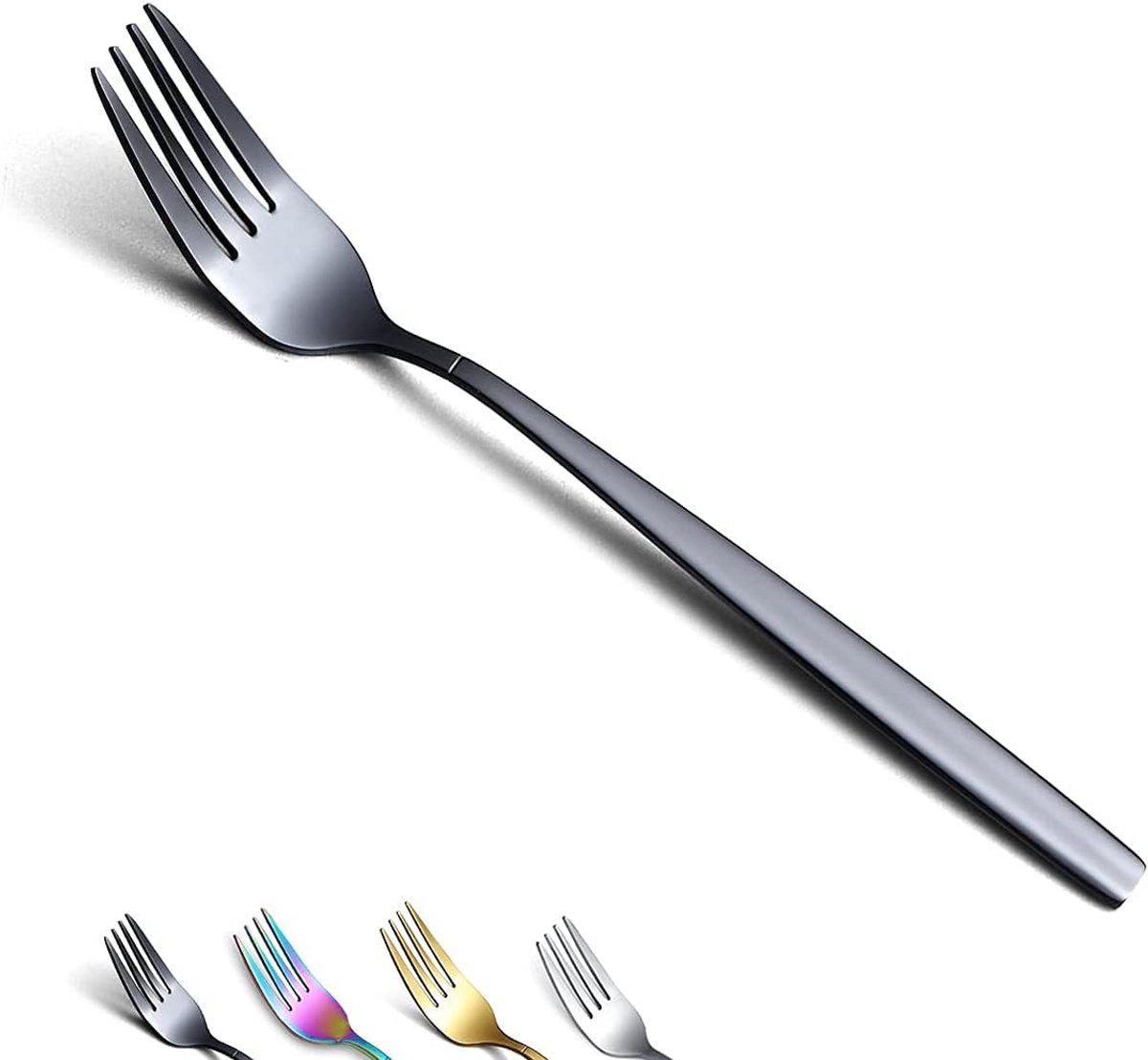 Zwarte Dinervorken Set van 6 - Roestvrij Staal met Glanzende Titanium Coating - Duurzaam en Stijlvol Bestek voor Feestelijke Gelegenheden