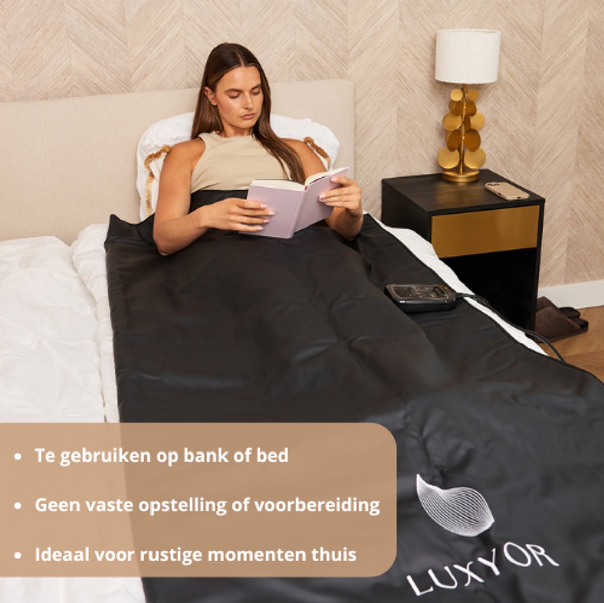 Luxyor Deluxe Infrarood Saunadeken 550W Zwart Leer - afbeelding 3