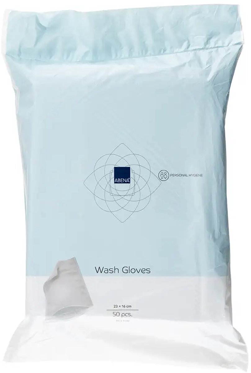 ABENA Premium Non-Woven Wegwerp Washandjes met reliëf – 50 stuks – Van Kwalitatief Zacht, Dun en Sterk Materiaal – Hygiënisch – Voor Eenmalig Gebruik – Royale Handinsteek – Perfect voor Onderweg
