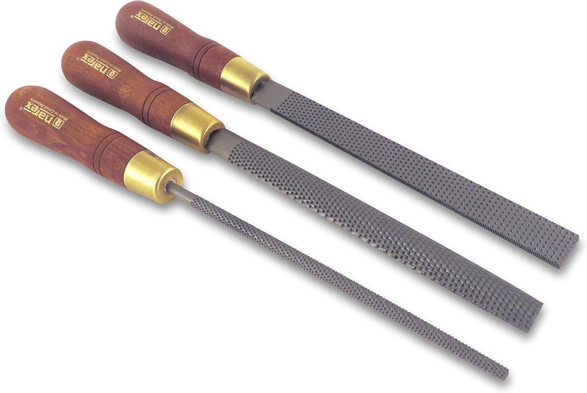 3-delige set hout raspen voor meubelmakers - halfrond, rechthoekig en rond (200 mm)