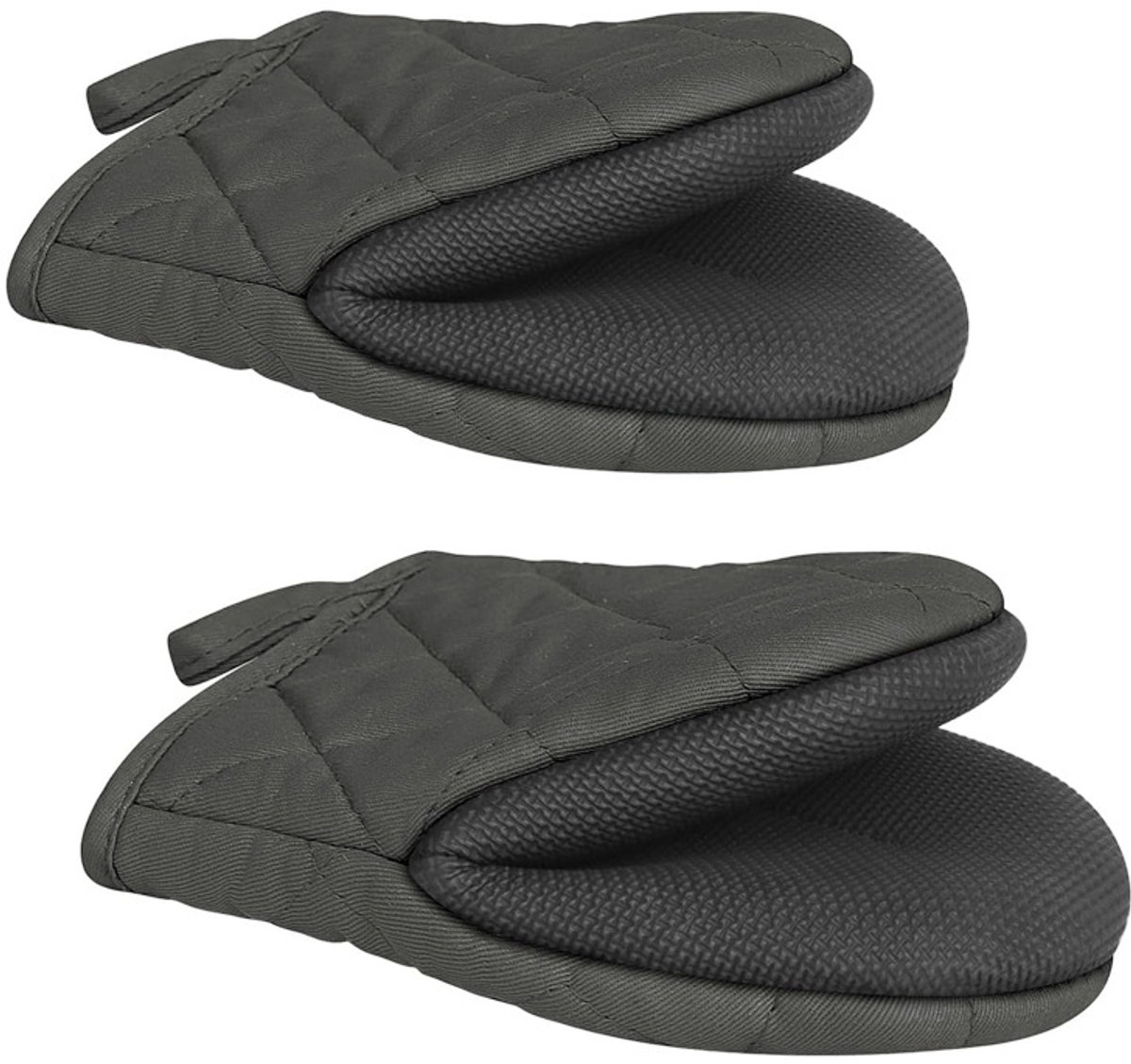 Oneay 1 paar hittebestendige keukenhandschoenen, mini hittebestendige keukenhandschoenen, hittebestendig tot 260 °C, antislipoppervlak, met ophanglus, geschikt voor bakken, grillen en gebruik in de magnetron, machinewasbaar (grijs).