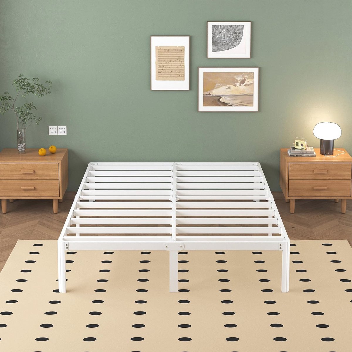Metalen Bed 160x200 cm met Ronde Poten en Lattenbodem