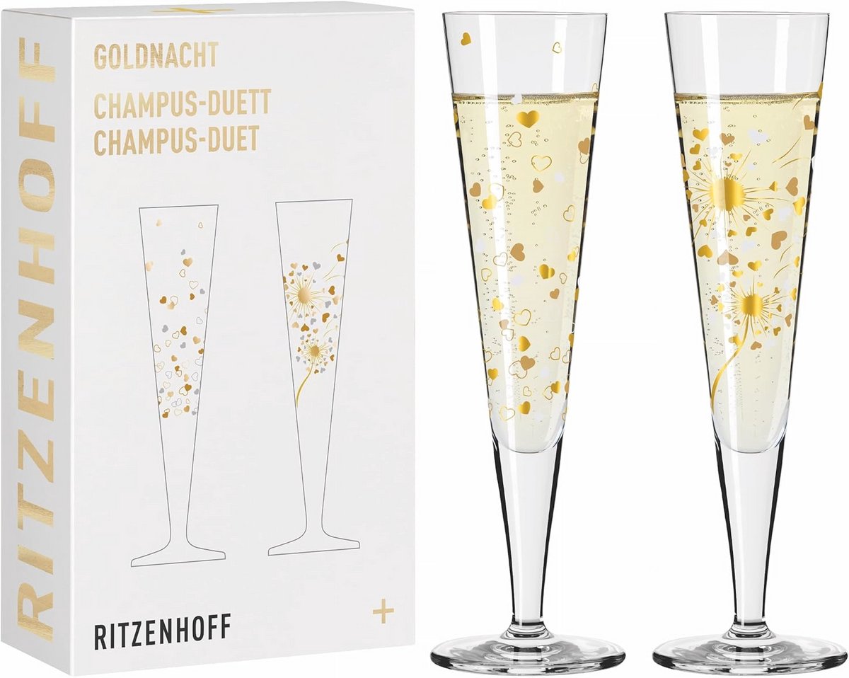 Elegante champagneglazen met echt goud - Set van 2 voor luxe gelegenheden