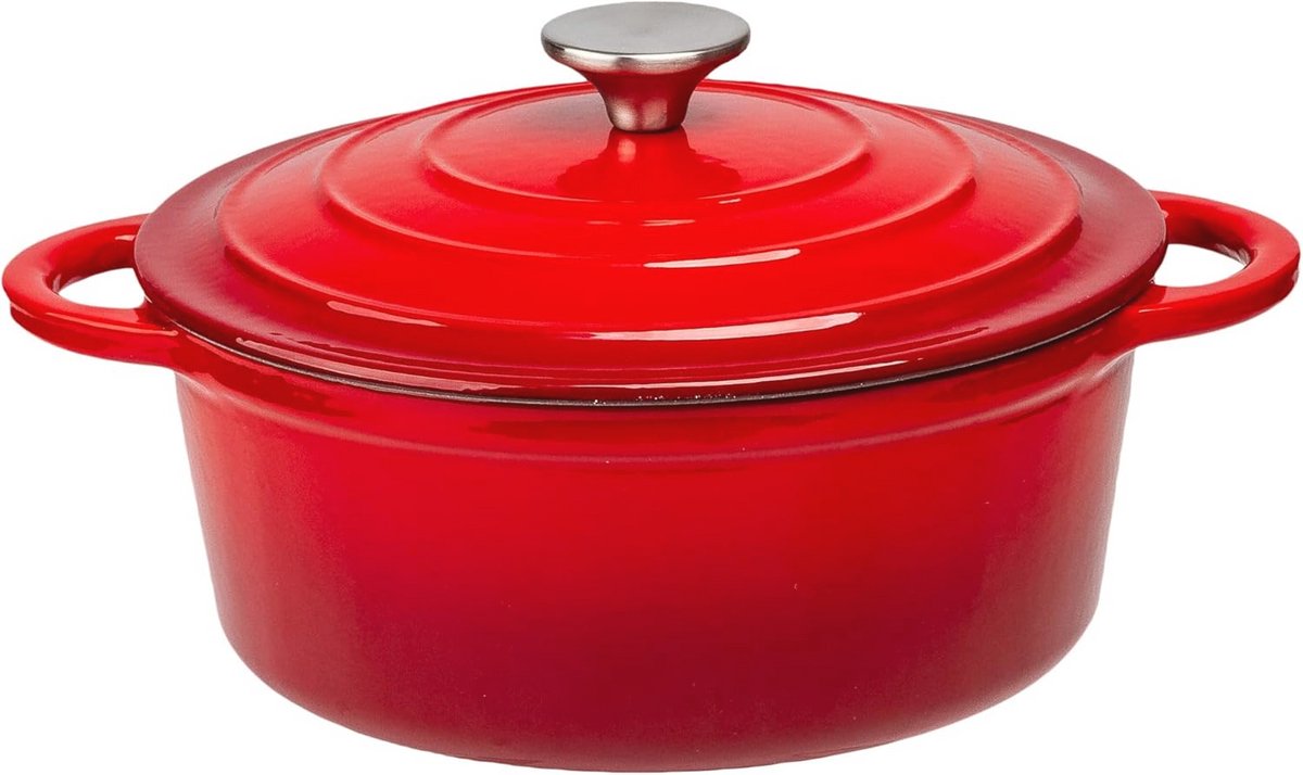 Enameled 3 Qt. Cast Iron Dutch Oven - Rood
