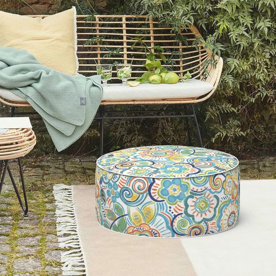 Bruni Pouf Sitzhocker L in Schwarz – ronde zitpoef, geschikt voor binnen en buiten als voetenbankje, yoga-zitkussen, meditatiekussen, gemaakt in Duitsland