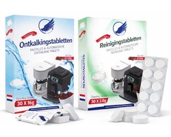Set de nettoyage pour machine à café 60 - 30 x tablettes de détartrage - 30x tablettes de nettoyage ECO - pour machine à expresso - cafetières.