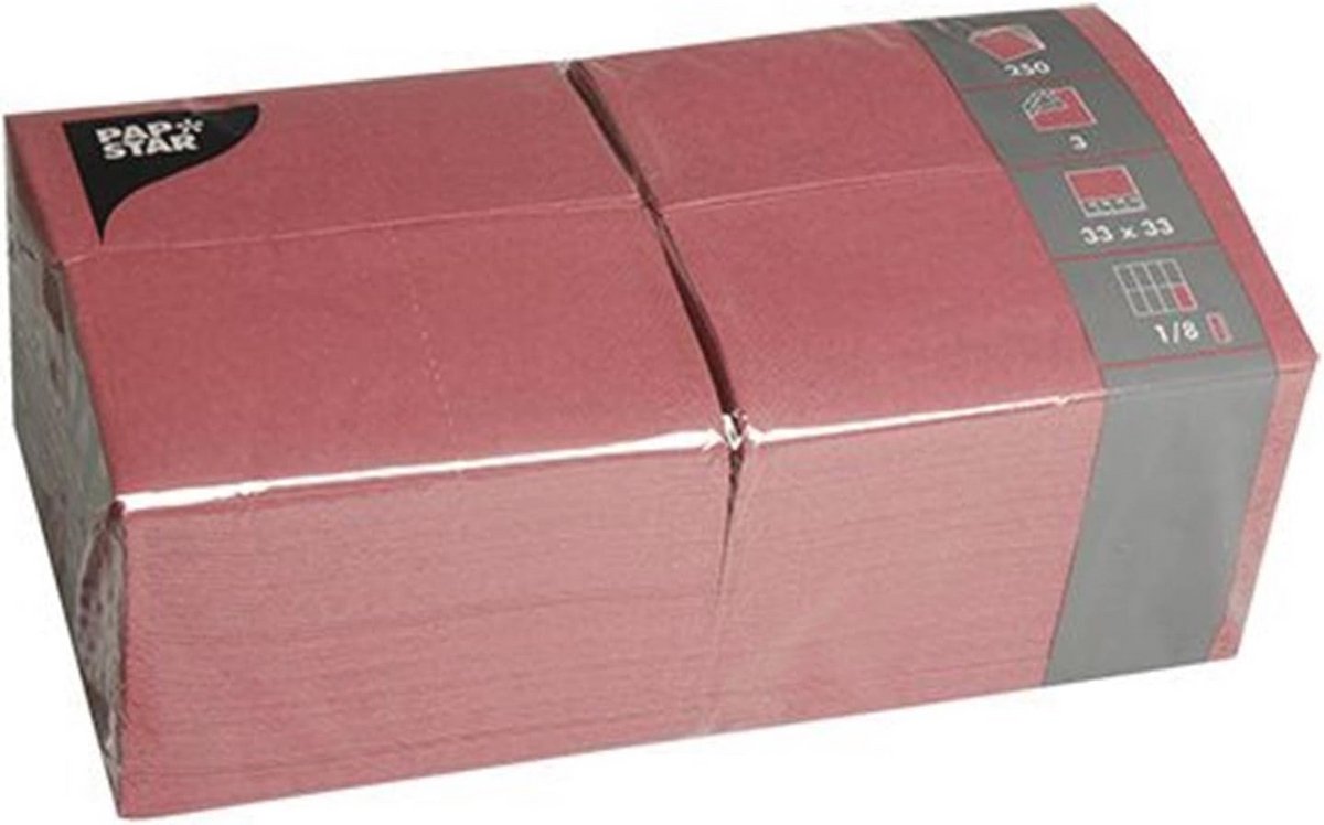 Bordeaux 3-laags Servetten 250 Stuks 33x33 cm