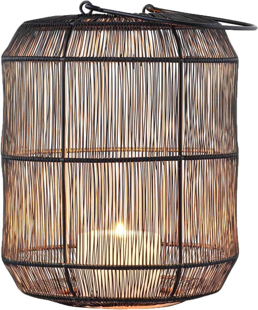 Scandinavisch decoratief windlicht voor theelichten en kaarsen groot zwart