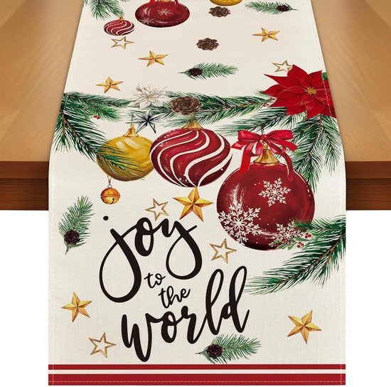 SHOFUL Kersttafelloper 33 x 183 cm sneeuwvlokken ruitpatroon rendier