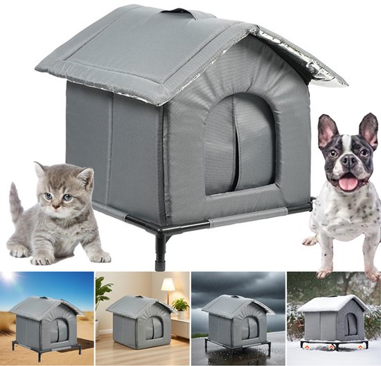 Springos Kattenhuis - Geïsoleerd - Voor Buiten - Weersbestendig - 49 X 57 X 36 CM