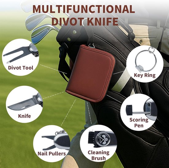 Golfaccessoires Cadeauset - Golfaccessoires voor Mannen en Vrouwen - met High-End Case, Golfballen, Afstandsmeter, Golf Tees, Borstel, Multifunctionele Divotmes, Teller, Golfbal Klem van Merkloos — afbeelding 5