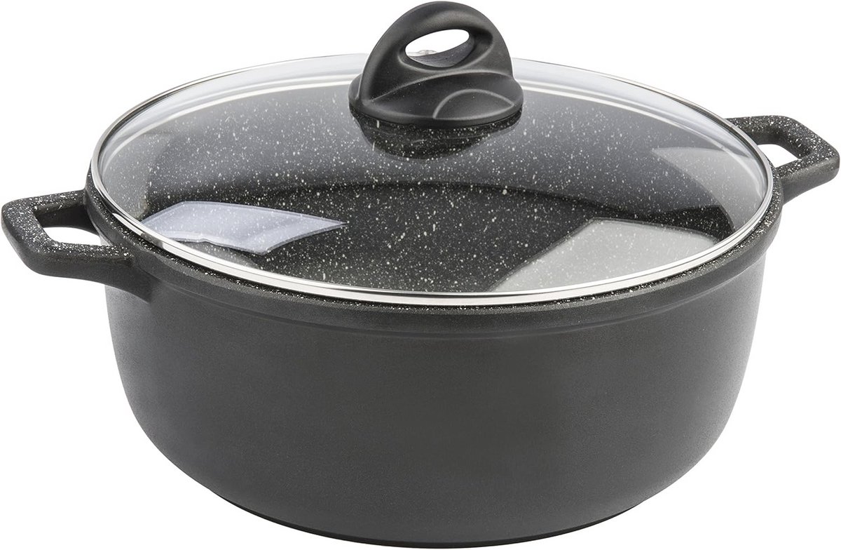 Gegoten aluminium braadpan met handgrepen en deksel - 28 cm