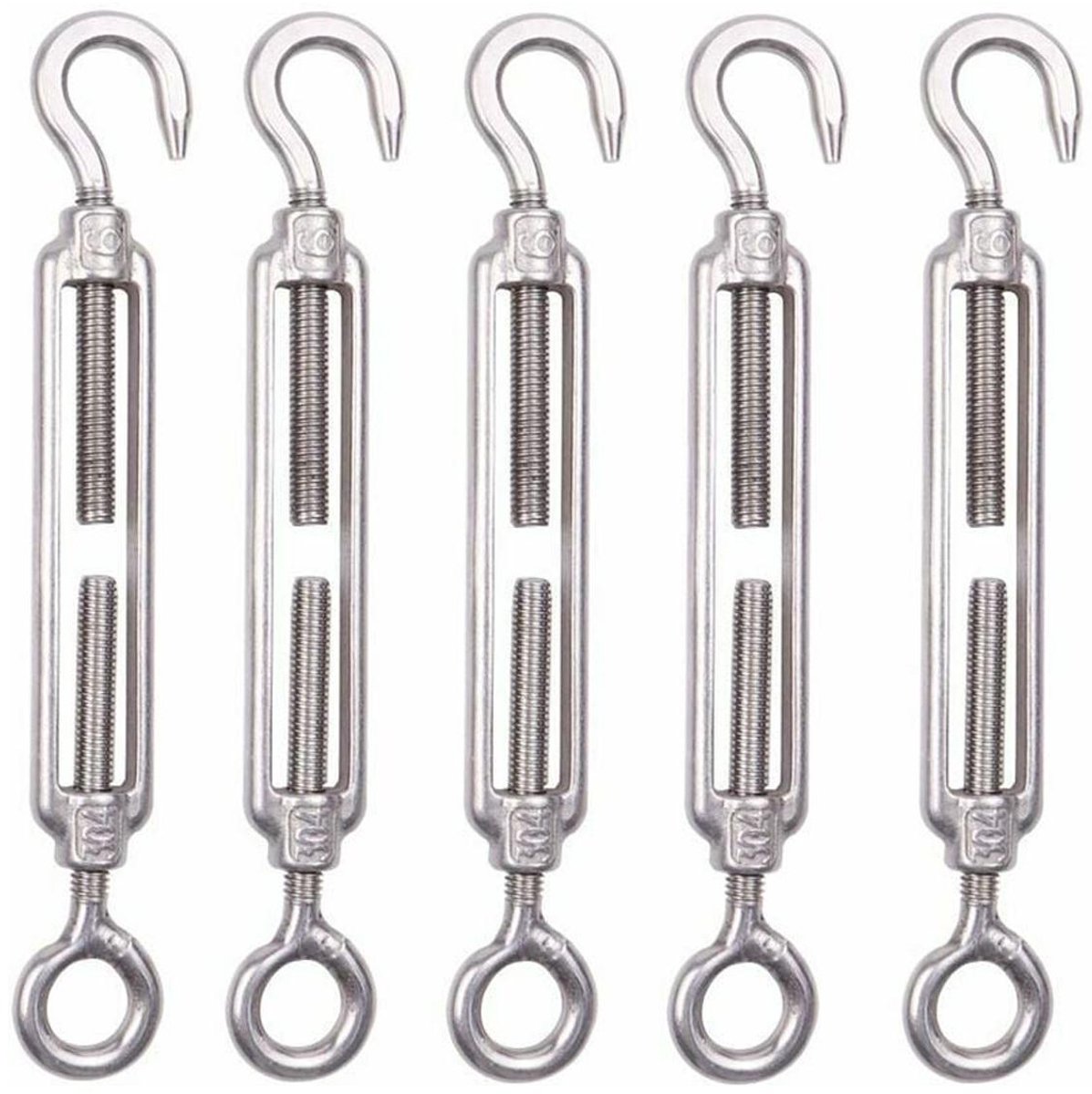 RVS Touwspanner -voor Tuinhek en Waslijn - 5 stuks - Zilver