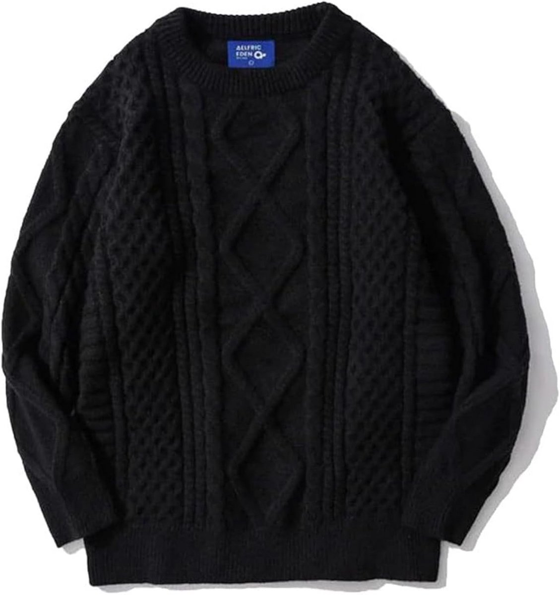 Heren Aran Jumper Fairisle Cable Knitted Long Sleeve Crew Neck Oversized Vintage Sweater