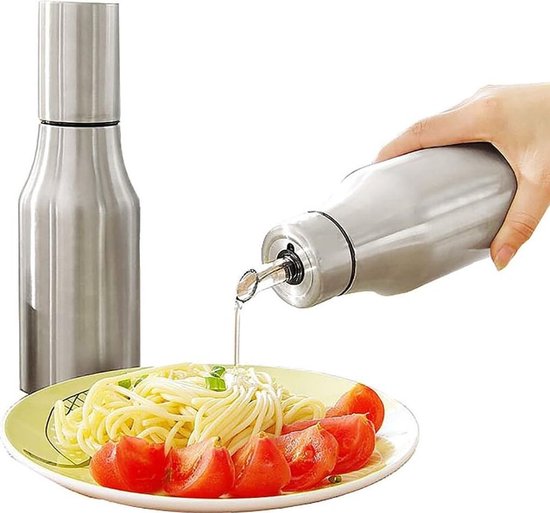 Allecto Plus - Roestvrij Staal Olie Dispenser 11oz - Olijven Olie Kan Metalen Druppelvrije Azijn Cruet Sojasaus Pourer Vetcontainer Voor Olie Kruiden Koffie Thee Drankjes Gouden