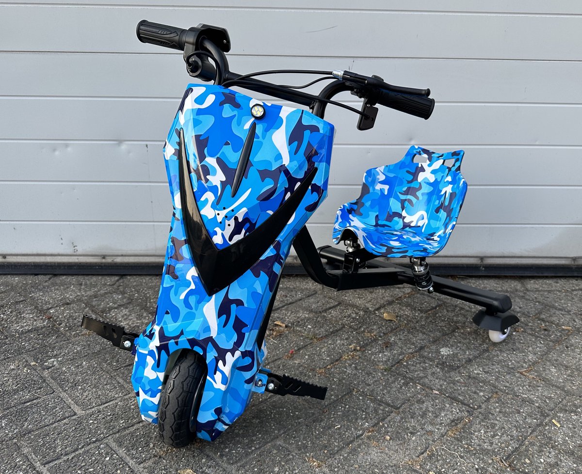 Drift Trike Kart 350w 36V camo blauw met vering+2x Extra Achter willen