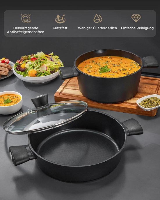 Inductie Koekenpan met Deksel en Hoge Rand, 28 cm/3,8 l - Ideaal voor ...