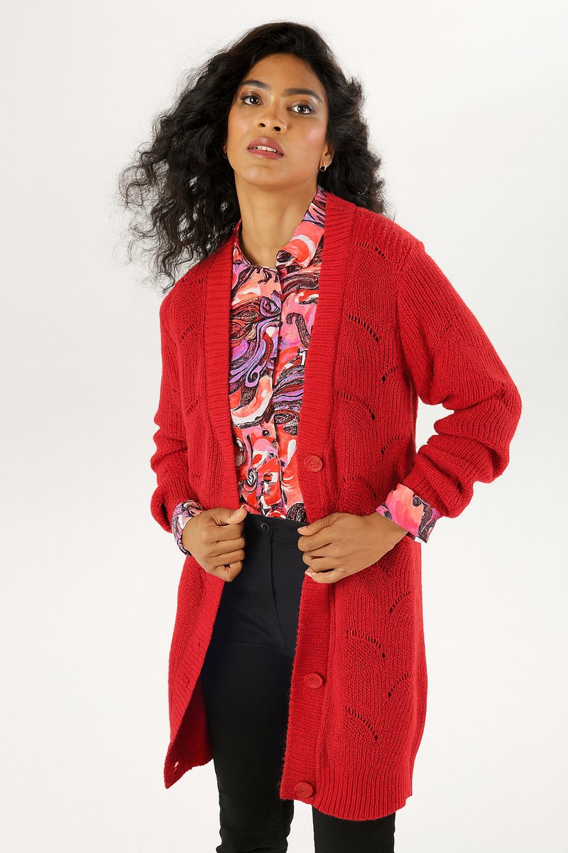 Aniston | Vest | Kanten breipatroon | Rood | maat 46