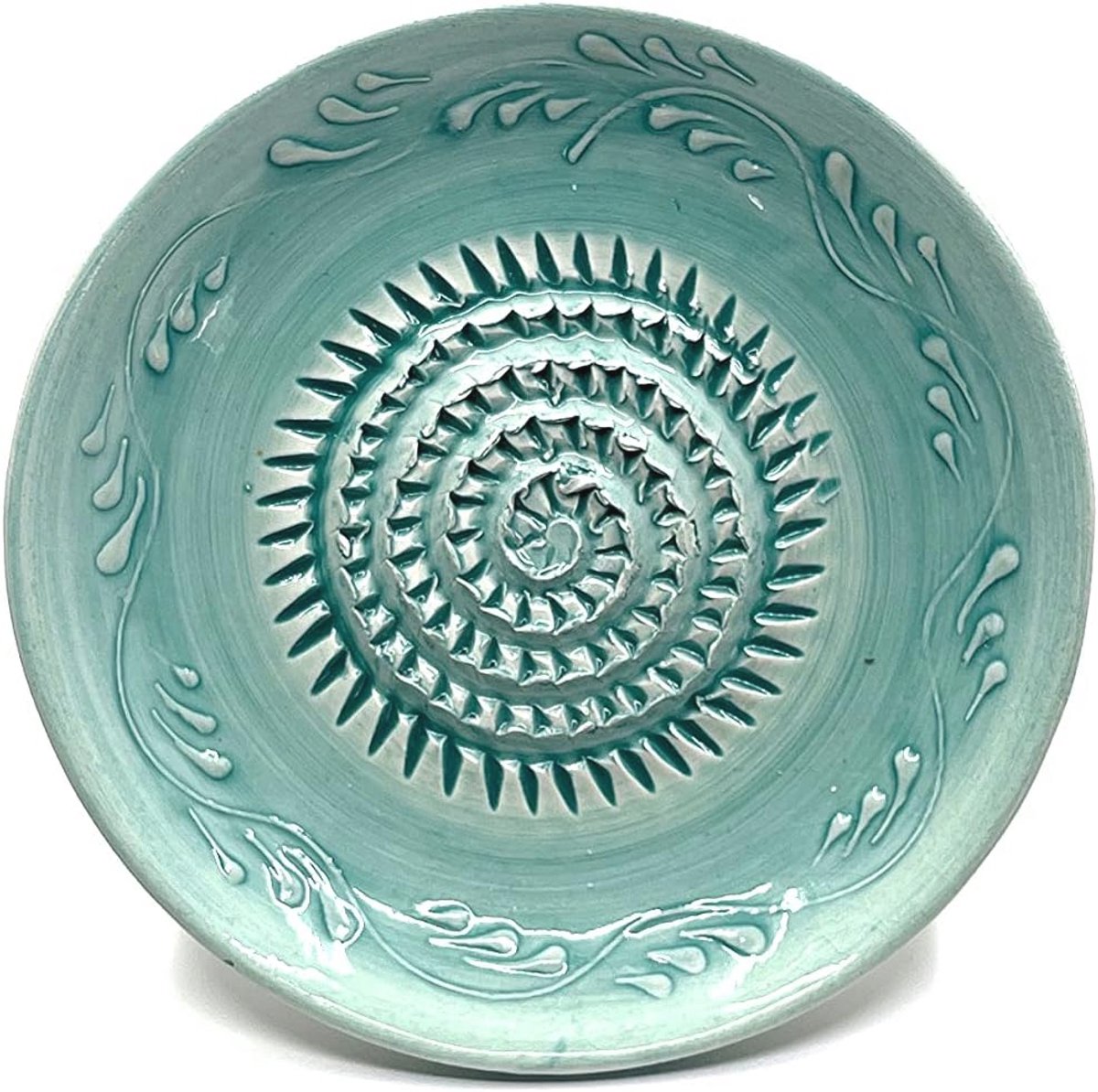 Keramisch raspbord voor gember en kaas, handgemaakt, 12 cm, turquoise