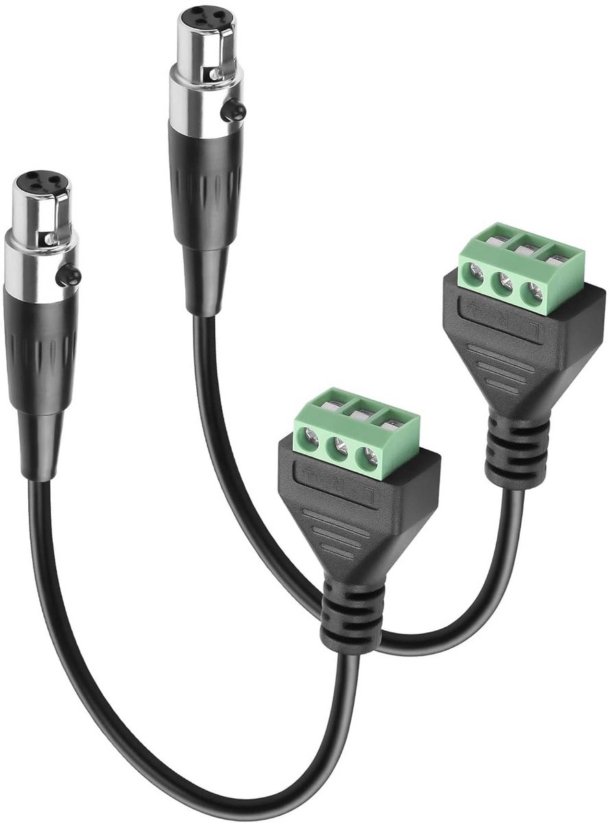 Mini XLR 3-pins naar 3-polige klemkabel - 2 Stuks voor Microfoons en Mengconsoles