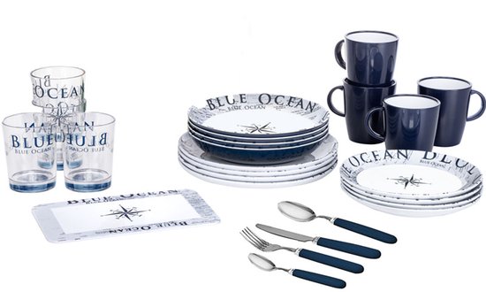 Brunner - Camping Serviesset - Blue Ocean - All Inclusive - 36 delig - Melamine - Vaatwasserbestendig - BPA-vrij — afbeelding 4