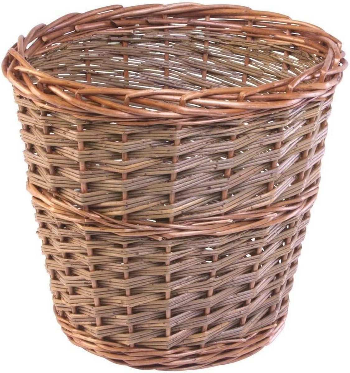 Kleine ronde rieten prullenbak voor papierafval in bruin
